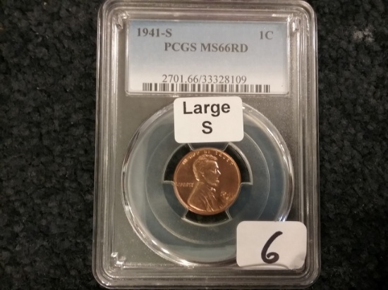 VARIETY COIN. PCGS 1941-S Large "S" Wheat Cent MS-66 RED