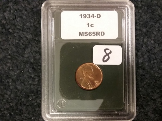 CCGS 1934-D Wheat Cent in MS-65 RED