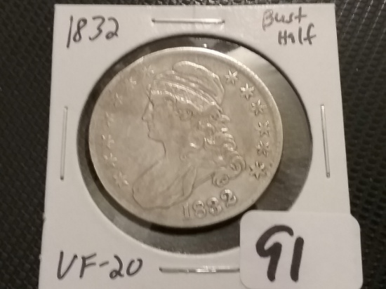 1832 Capped Bust Half Dollar in Very Fine 20 condition