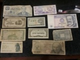 Ten pieces of foreign currency