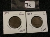 1857 and 1858 Flying Eagle Cents