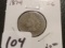 Semi-Key 1874 Indian Cent in Good 06