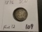 1876 Three Cent Nickel in Fine 12