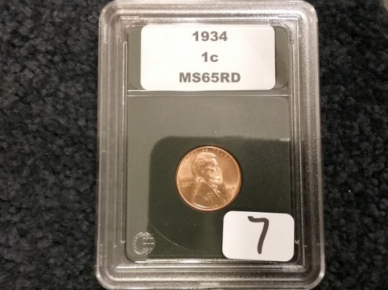 Slabbed 1934 Wheat Cent MS-65 RED