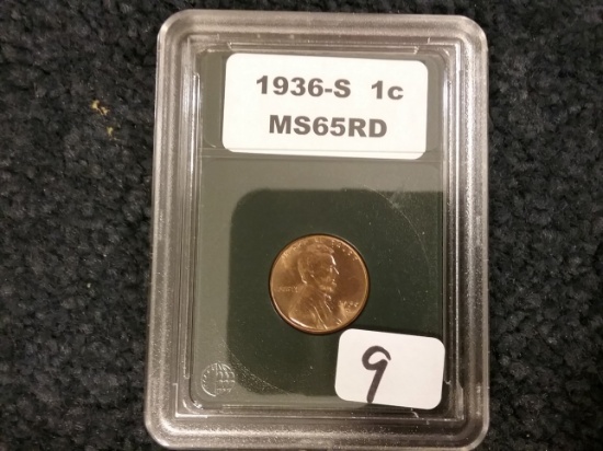 Slabbed 1936-S Wheat cent MS-65 RED