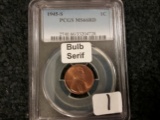 PCGS 1945-S Wheat cent MS-66 RED Bulb Serif Variety