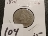 Semi-Key 1874 Indian Cent in Good 06