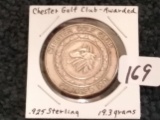 .925 Sterling Silver Chester Golf Club Awarded Medal