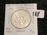Silver 1970-D Kennedy Half Dollar with Lamination Errors
