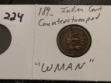 Counterstamped 189_ Indian Cent