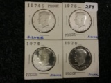 Four Silver Proof Deep Cameo 1976 Kennedy Half Dollars