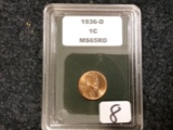 Slabbed 1936-D Wheat Cent mS-65 RED