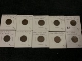 Group of ten Indian Cents grading from Good to Extra Fine