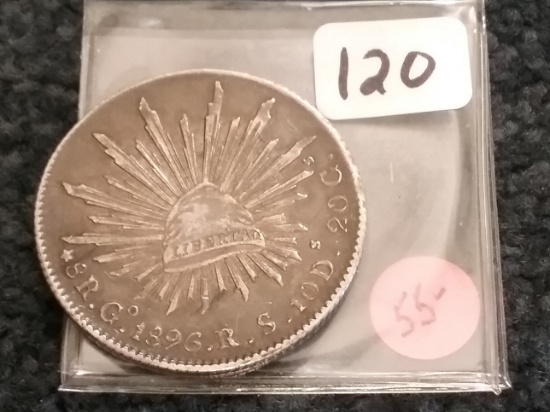 NICE 1896 Mexico 8 reales About Uncirculated