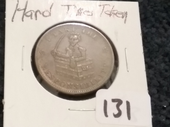 Hard Times Token With Andrew Jackson on obverse