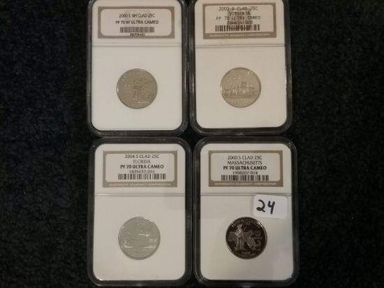 Four Perfect NGC State Quarters