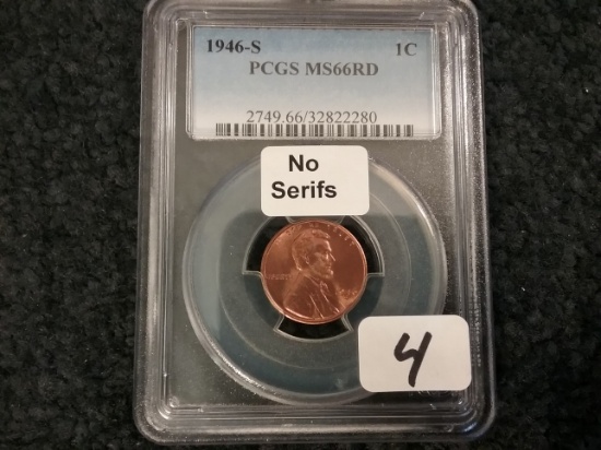 PCGS 1946-S Wheat Cent MS-66 RED NO SERIFS Variety