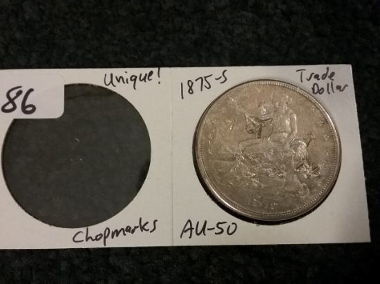 1875-S Trade Dollar AU-50 Chopmarked (Unique)