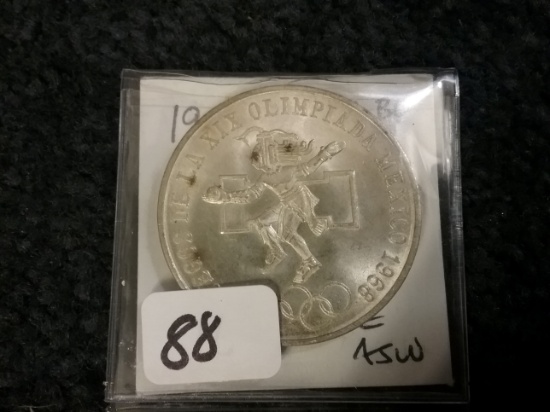 1968 Mexico SILVER 25 pesos Brilliant Uncirculated