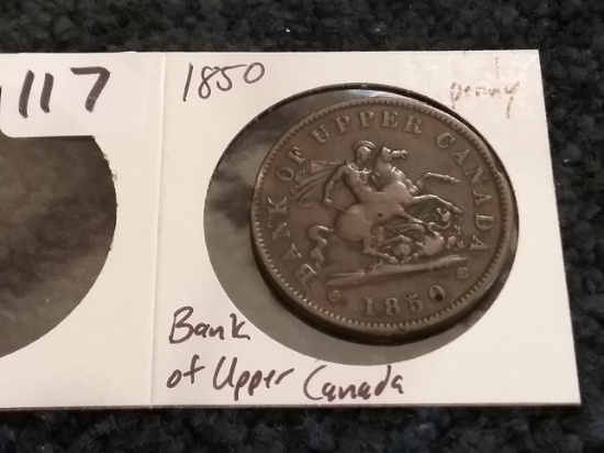 1850 Bank of Upper Canada 1 penny