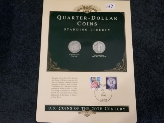 Quarter-Dollar Coins Standing Liberty 1917 and 1930-S