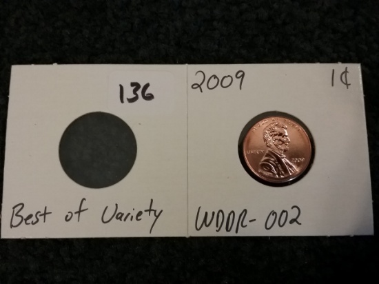 2009 cent WDDR-002 Variety Coin Brilliant Uncirculated