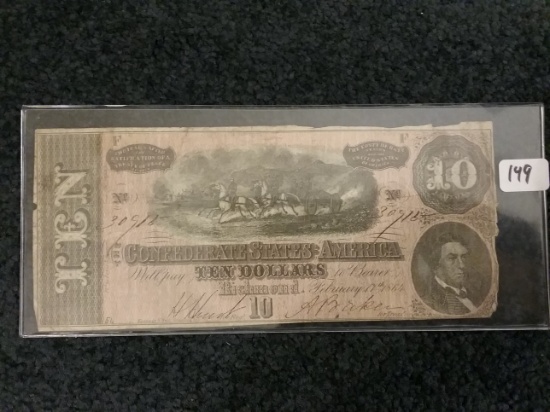 Original Confederate ten Dollar note