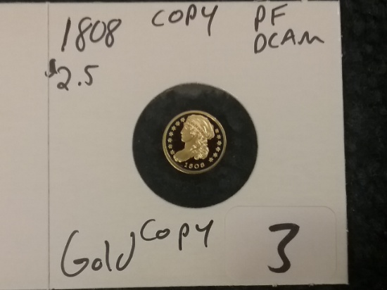 GOLD! 1808 COPY $2.5 Quarter Eagle Proof Deep Cameo COPY