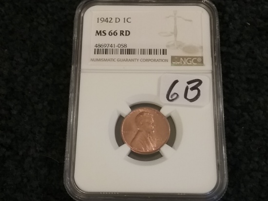 NGC 1942-D Wheat Cent MS-66 RED