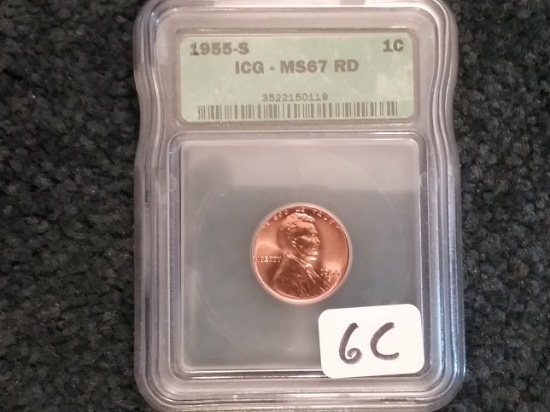 1955-S Wheat Cent MS-67 RED