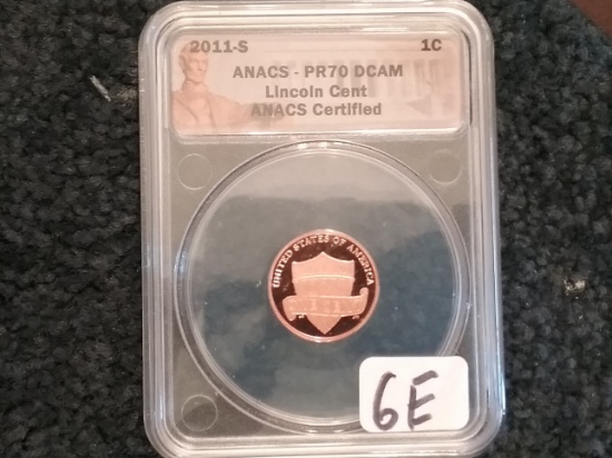 ANACS 2011-S Proof 70 Deep Cameo Lincoln Shield Cent