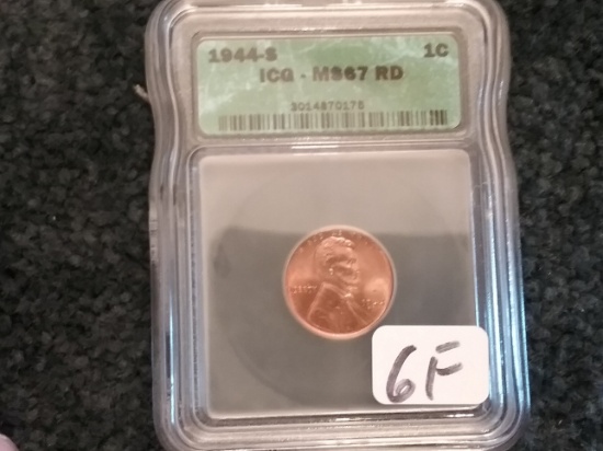 ICG 1944-S Wheat cent MS-67 RED