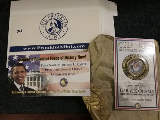 Franklin Mint Barack Obama 24k Gold half dollar