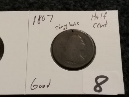 EAC! 1807 Half Cent in Good-details