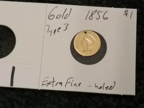 GOLD 1856 Type 3 Dollar in Extra Fine details