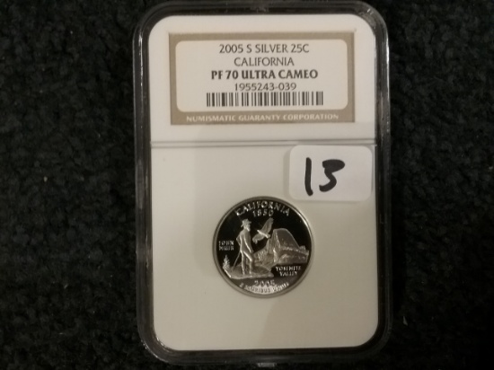 NGC 2005-S SILVER California State Quarter Proof 70 Ultra Cameo