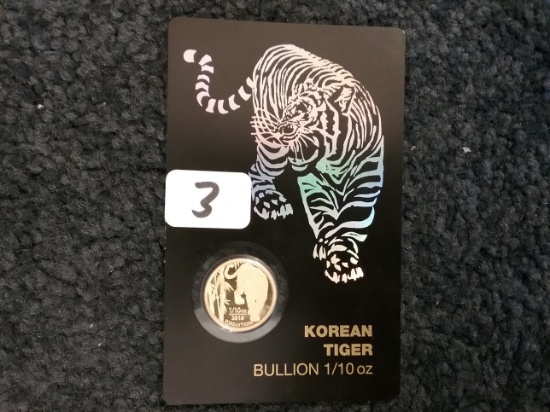 GOLD! Korea 2018 Tiger 1/10 ounce Gold