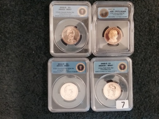 Four coin Presidential Dollar Set