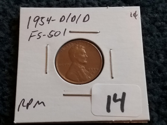 1954-D/D/D Wheat Cent in AU FS-501 RPM