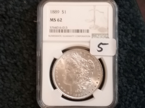 NGC 1889 Morgan Dollar in MS-62