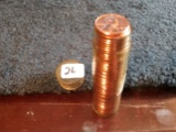 Brilliant Uncirculated RED Roll of 1957-D Wheat Cents
