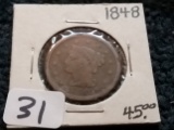 1848 Braided Hair Large cent inVery Good