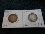 Two Semi-Key Barber Quarters in Good and Good plus