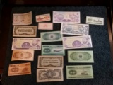Seventeen pieces of Uncirculated foreign currency