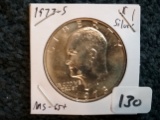 Key 1973-S SILVER Eisenhower Dollar in MS-65+