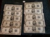 Group of 10 Mixed $ 5 Silver Certificates