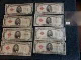 Group of 8 Mixed $5 1928 Series US Notes