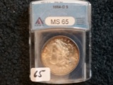 ANACS 1884-O Morgan Dollar in MS-65