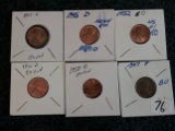 Group of six Uncirculated Wheat cents