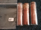 Three BU Penny rolls